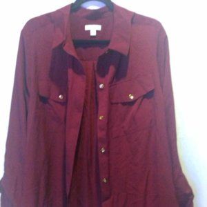 Carriage Red Button up Blouse By Style & Co Retail is $69 Brand New